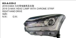 2018 D-MAX HEAD LAMP WITH CHROME STRIP RIGHT HAND DRIVE KX-A-039-2