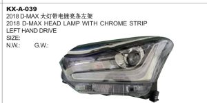 2018 D-MAX HEAD LAMP WITH CHROME STRIP LEFT HAND DRIVE KX-A-039
