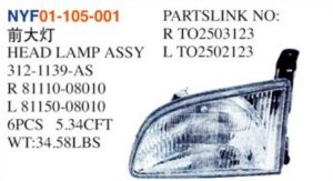 HEAD LAMP ASSY - Sienna 1998-2000 NYF01-105-001