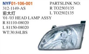 01-03 HEAD LAMP ASSY - Sienna 1998-2000 NYF01-106-001