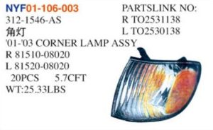 01-03 CORNER LAMP ASSY - Sienna 1998-2000 NYF01-106-003