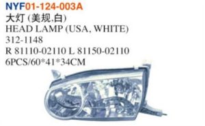 HEAD LAMP (USA, WHITE) - Corolla 1998 NYF01-124-003A