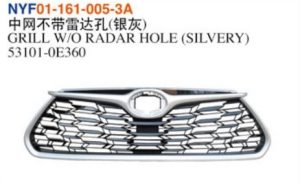 GRILL W/O RADAR HOLE (SILVERY) – Highlander 2020
