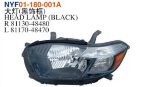 HEAD LAMP (BLACK) - Highlander 2008-2010 NYF01-180-001A